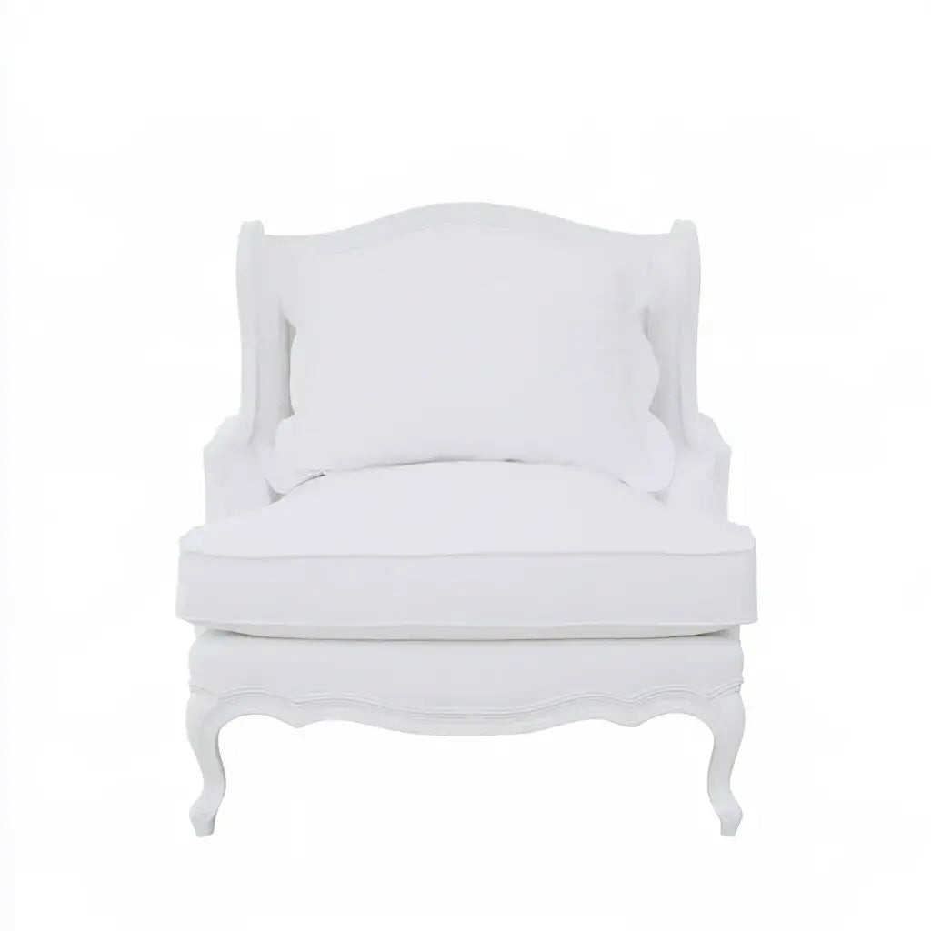 Sillón con respaldo curvo y patas ornamentales - blanco