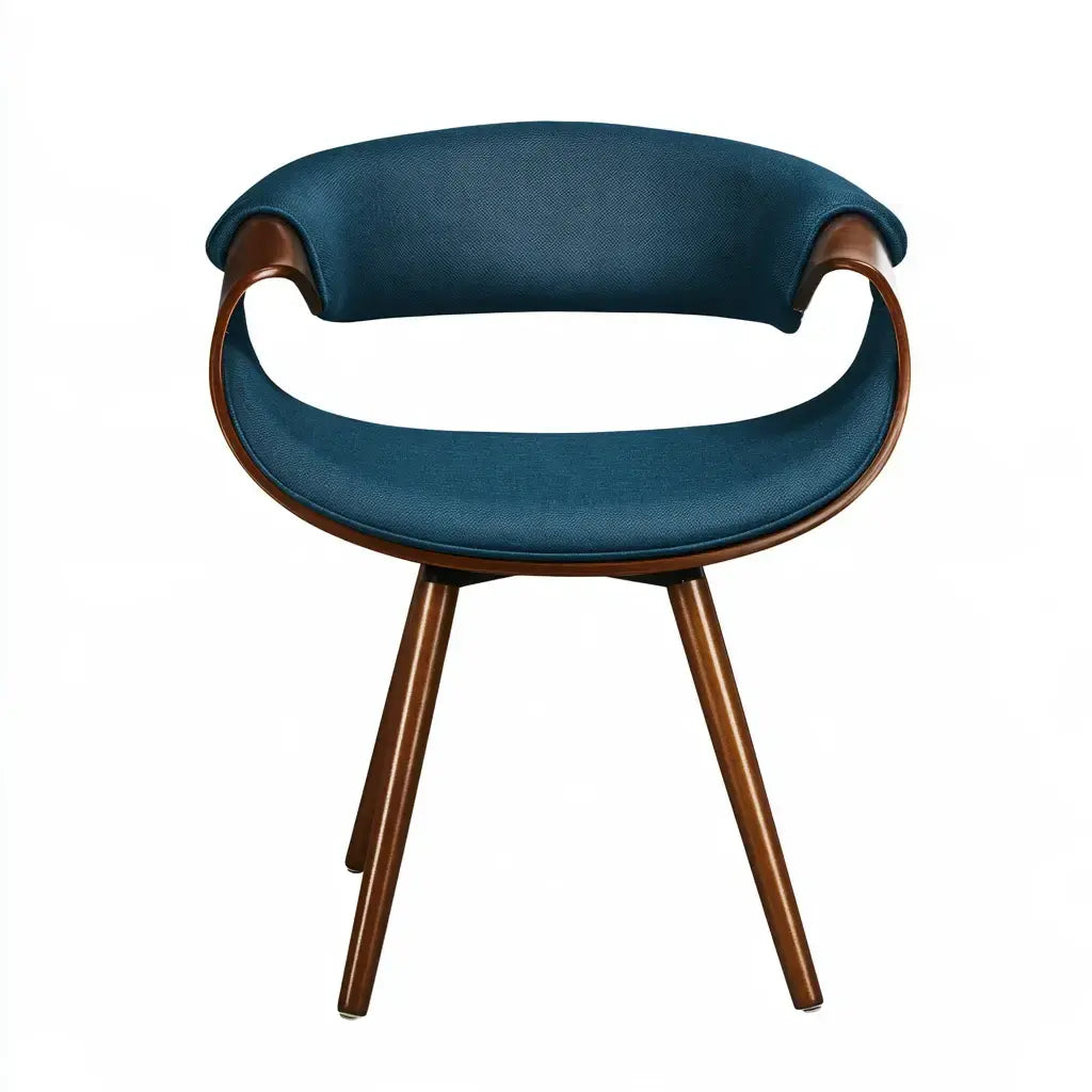 Silla con respaldo abierto y asiento envolvente - azul/marrón
