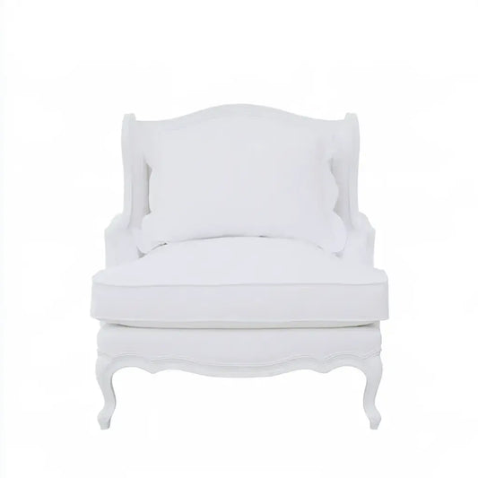 Sillón con respaldo curvo y patas ornamentales - blanco