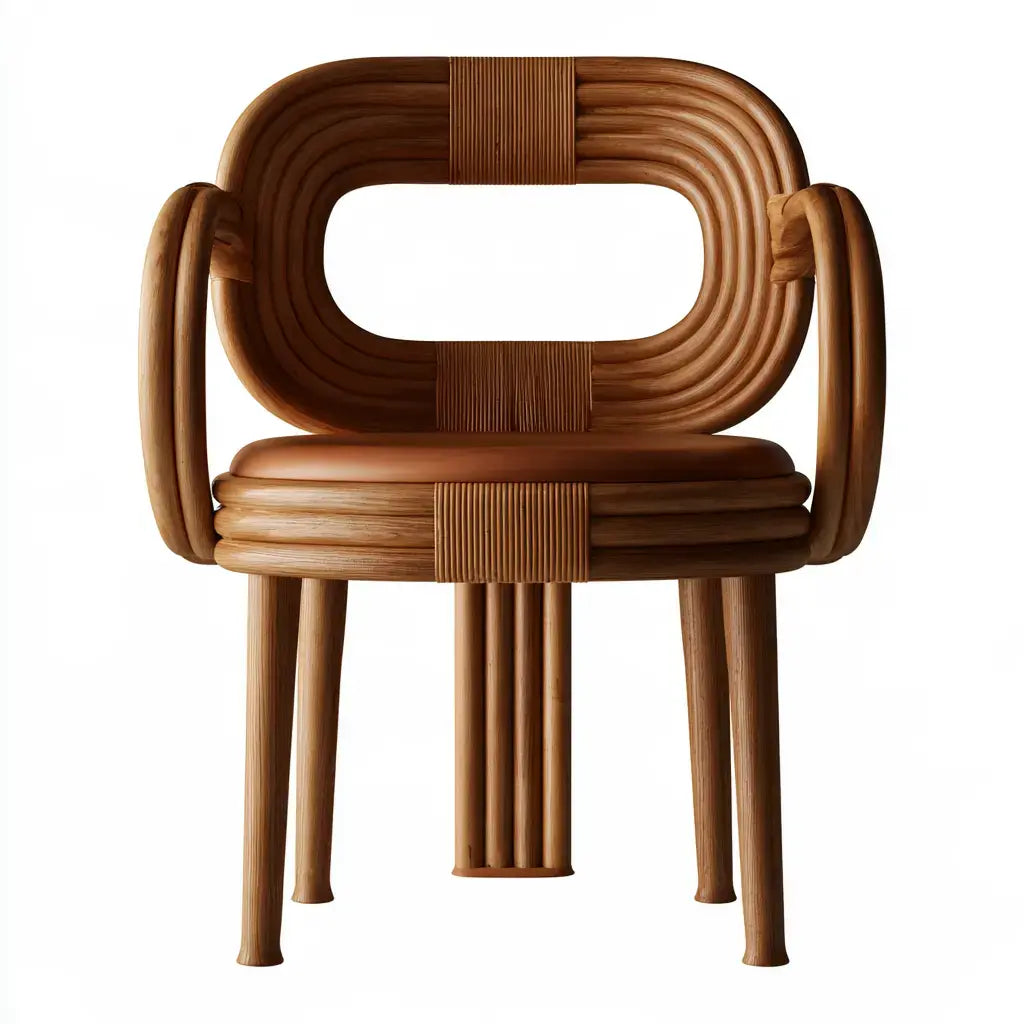Silla con respaldo abierto de bandas curvas - marrón