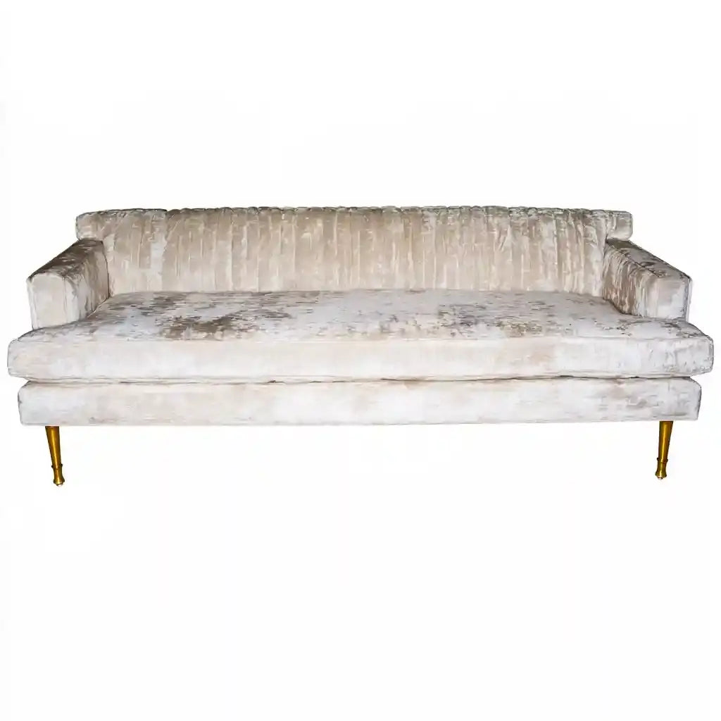 Sofá con tapizado texturizado y brazos rectos - beige