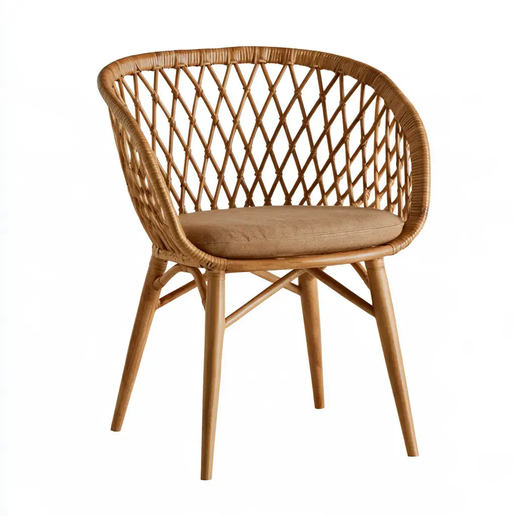 Silla con respaldo envolvente entrelazado - marrón